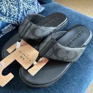 Coach Signature Black Sandals
